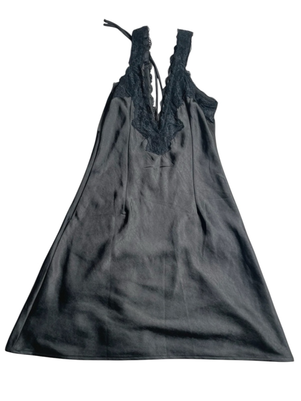 Princess Polly Black Lace-Trim Slip Dress